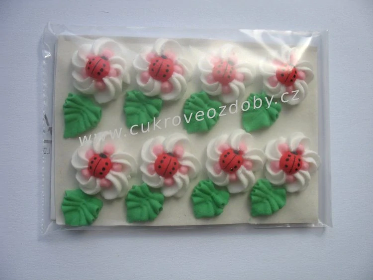 Velké květy s beruškou točené A