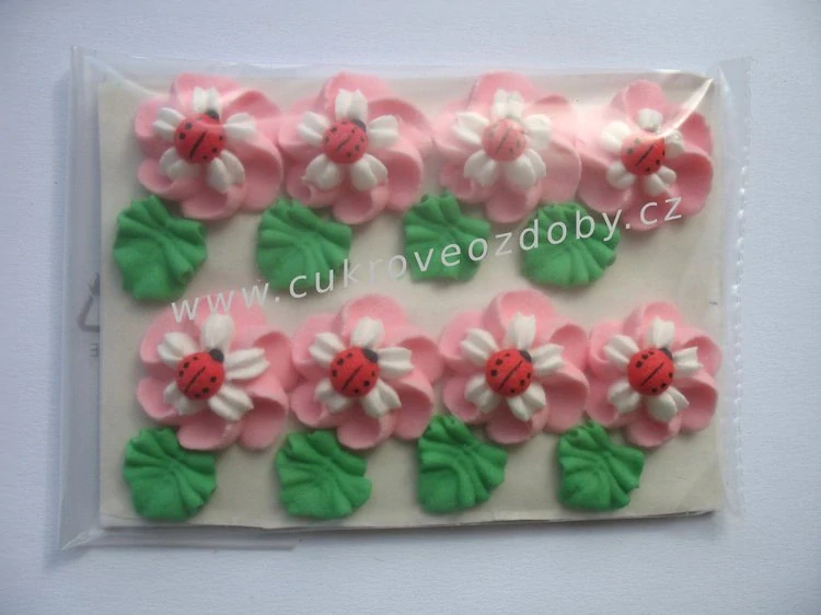 Velké květy s beruškou točené A