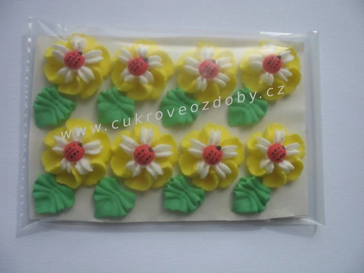 Velké květy s beruškou točené A